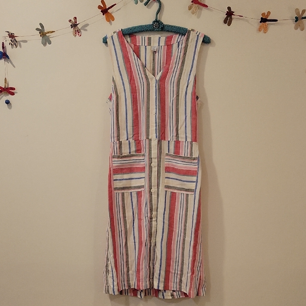 Striped Sleeveless Dress - Multicolor